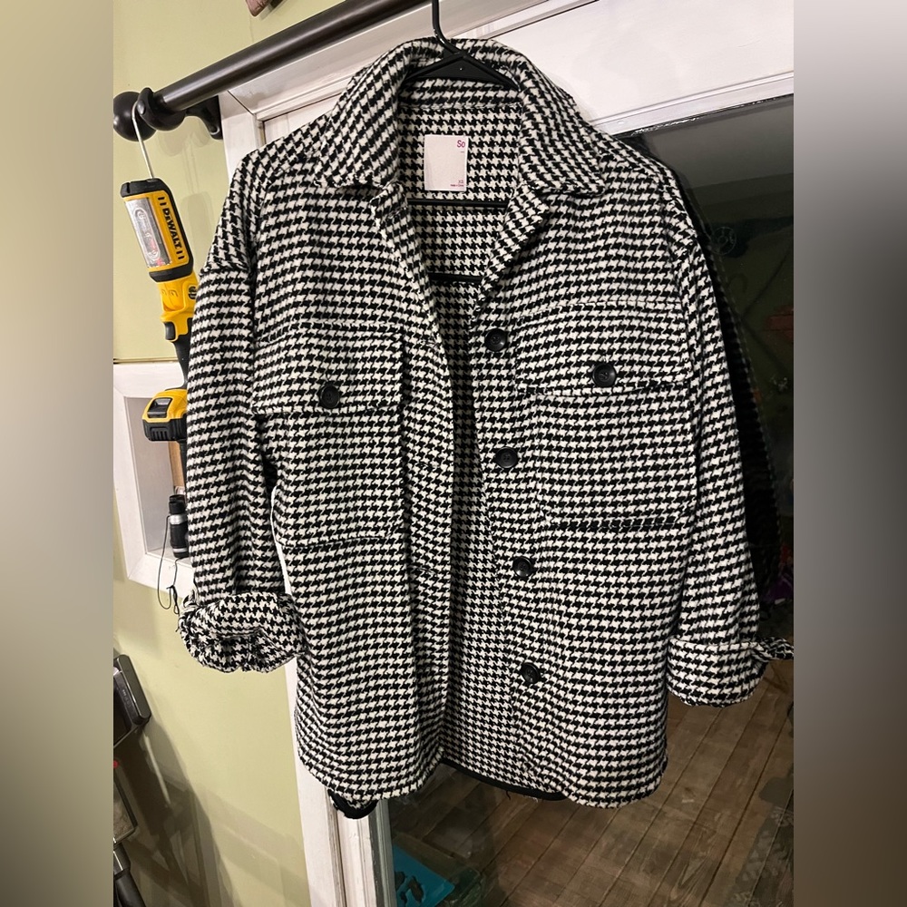 Houndstooth fringe jacket blazer coat